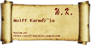 Wolff Karméla névjegykártya
